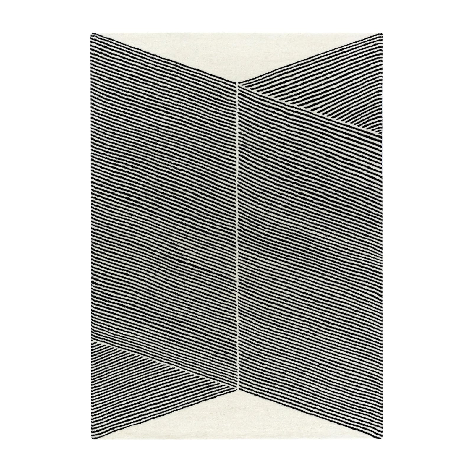 NJRD Rectangles wollen vloerkleed naturel wit 170 x 240 cm
