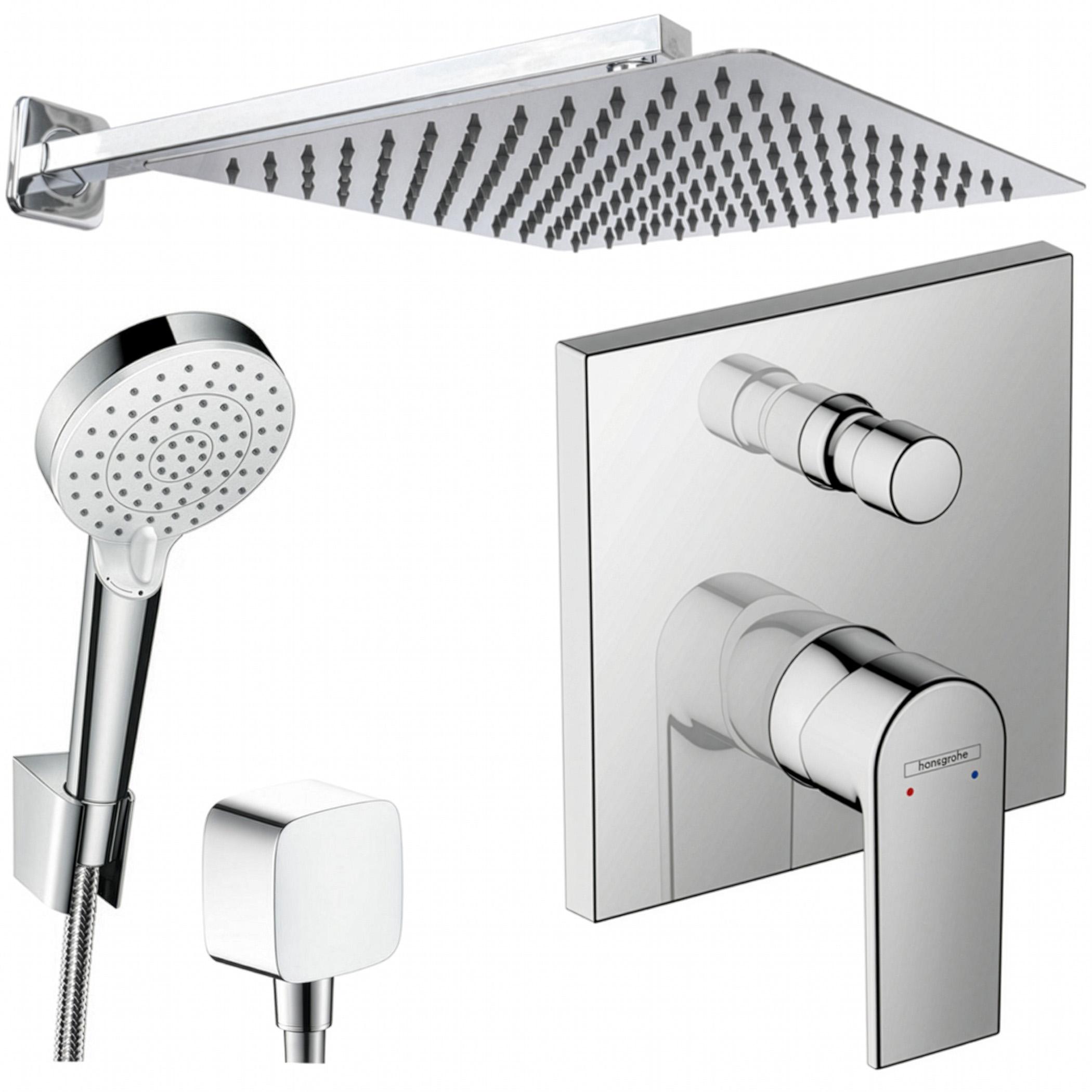 Hansgrohe und Jowi Duscharmatur Unterputz Duschsystem mit Kopfbrause, Vernis Shape Duscharmatur, OHNE iBox