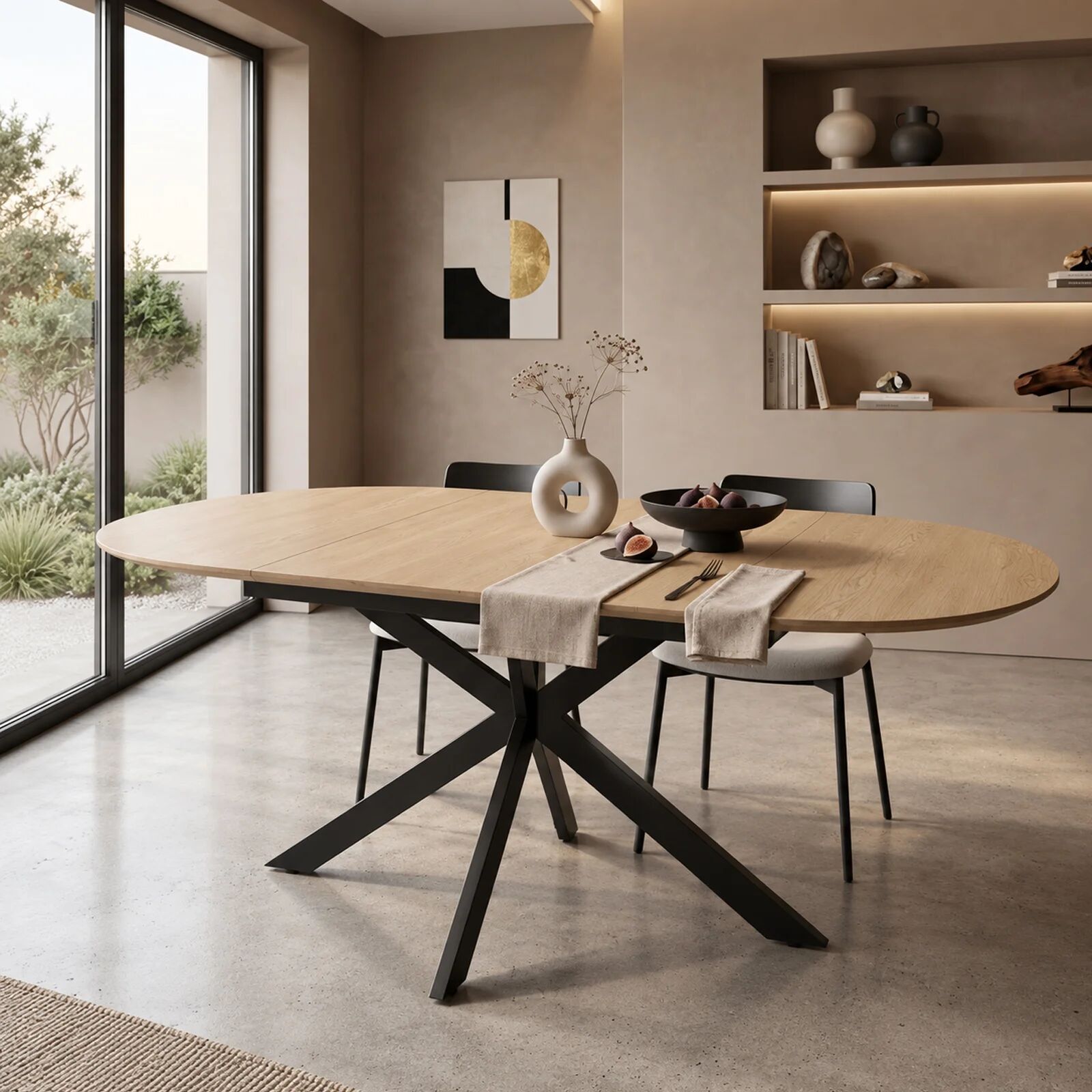 garneroarredamenti Tavolo allungabile 120/200cm da pranzo moderno rovere nero Tijuana