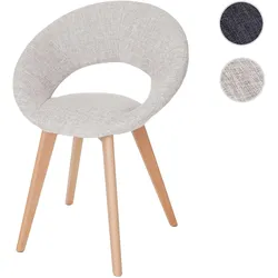 Esszimmerstuhl Palermo III, Stuhl Küchenstuhl, Retro 50er Jahre Design ~ Textil, creme/grau