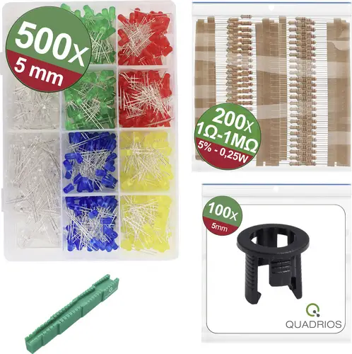 Quadrios 24O196 LED-Sortiment Rot, Grün, Gelb, Blau, Weiß 20mA 3V