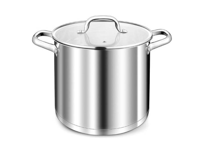 LuxusKollektion Fleischtopf Kochtopf Edelstahl Induktion 3 Lagenboden Glasdeckel 24 cm 10 Liter