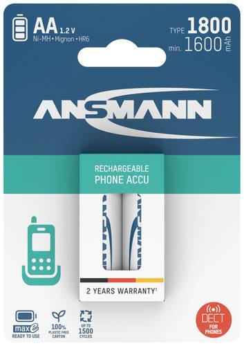 Ansmann 1312-0038 Mignon (AA)-Akku NiMH 1600 mAh 1.2V 2St.
