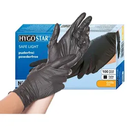 Nitrilhandschuhe Hygostar Safe Light schwarz XS virendicht, puderfrei, unsteril, latexfrei, 100 Stück/Box