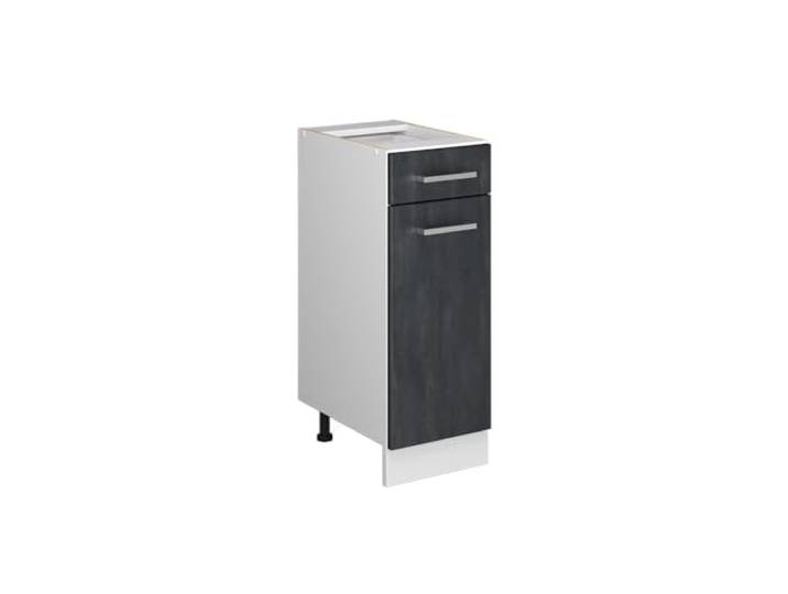 Vicco Küchenunterschrank R-Line, Schwarz Beton, 30 cm 1 Schublade · Ohne Arbeitsplatte · Höhenverst. Füße · 1 Tür · Frei kombinierbar