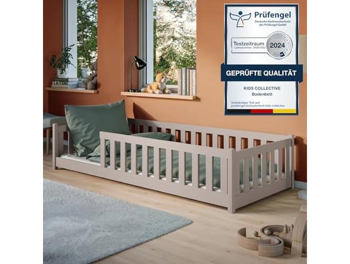 Kids Collective Montessori-Bodenbett 90x200 cm, Kaschmir, Rausfallschutz Lattenrost inklusive, Matratze optional, für Kinder und Jugendliche
