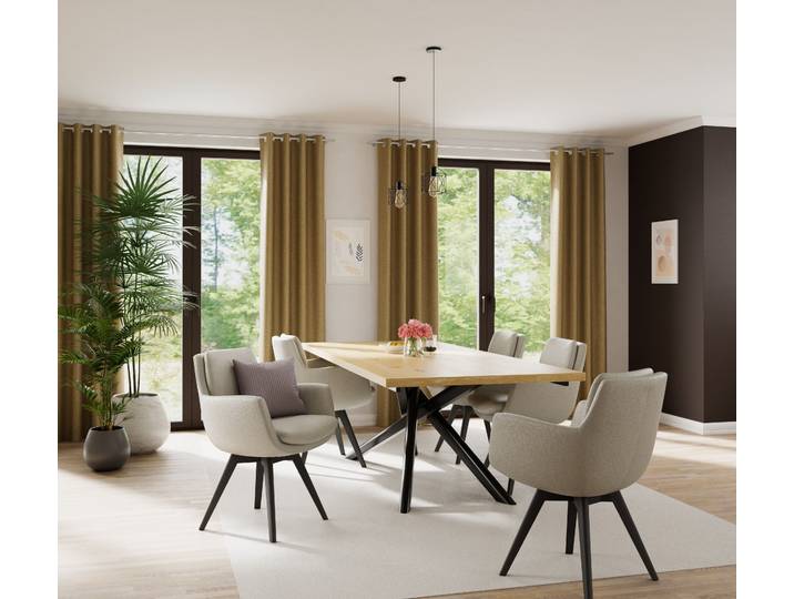Vorhang HOMING Katta Gr. 1, gelb (safran), B:140cm H:245cm, Baumwolle, Leinen, Polyacryl, Polyester, Gardinen, Vorhang, Vorhang Katta