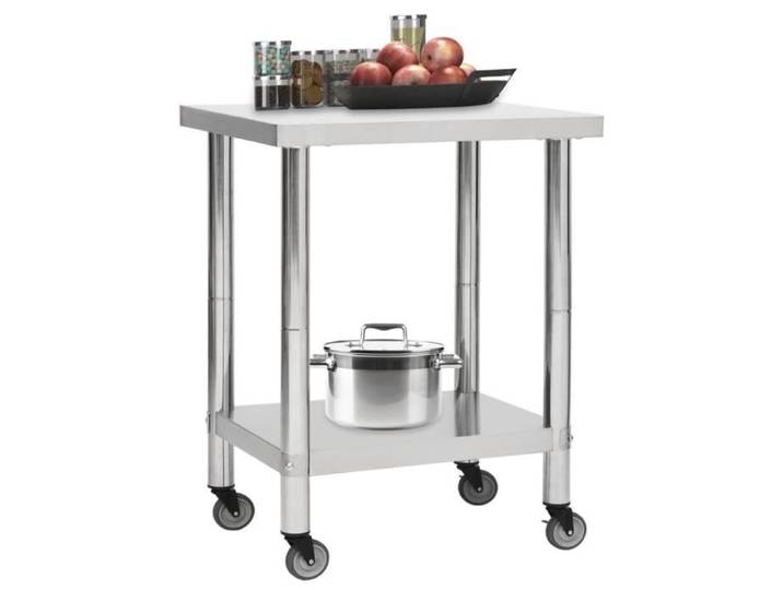 Table de travail de cuisine avec roues 80x45x85 cm Inox-AKO7375281760640
