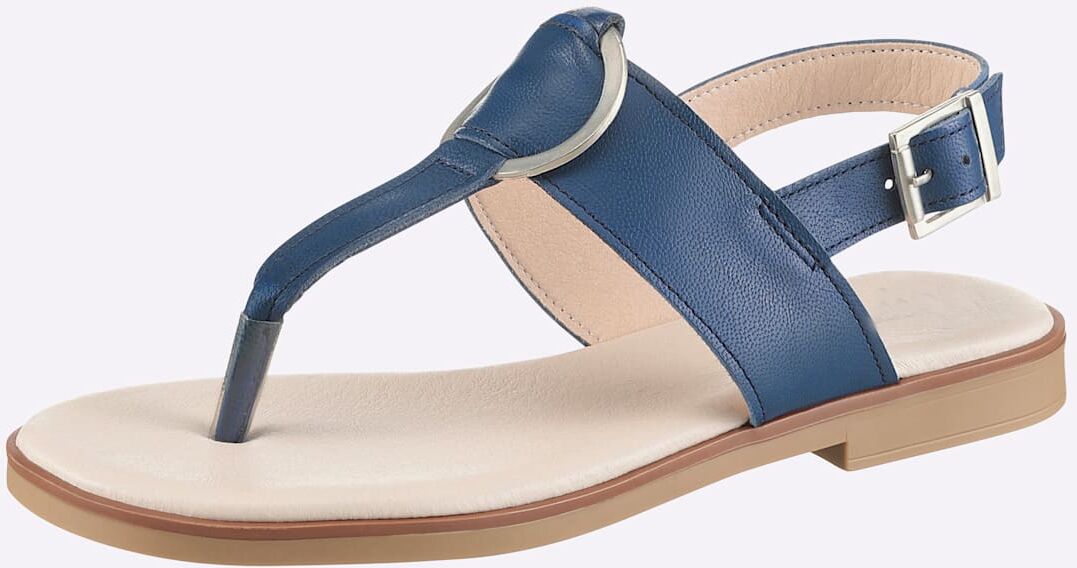 Zehentrenner HEINE, Damen, Gr. 39, blau, Glattleder, Leder, Rindsleder, Schuhe Zehentrenner