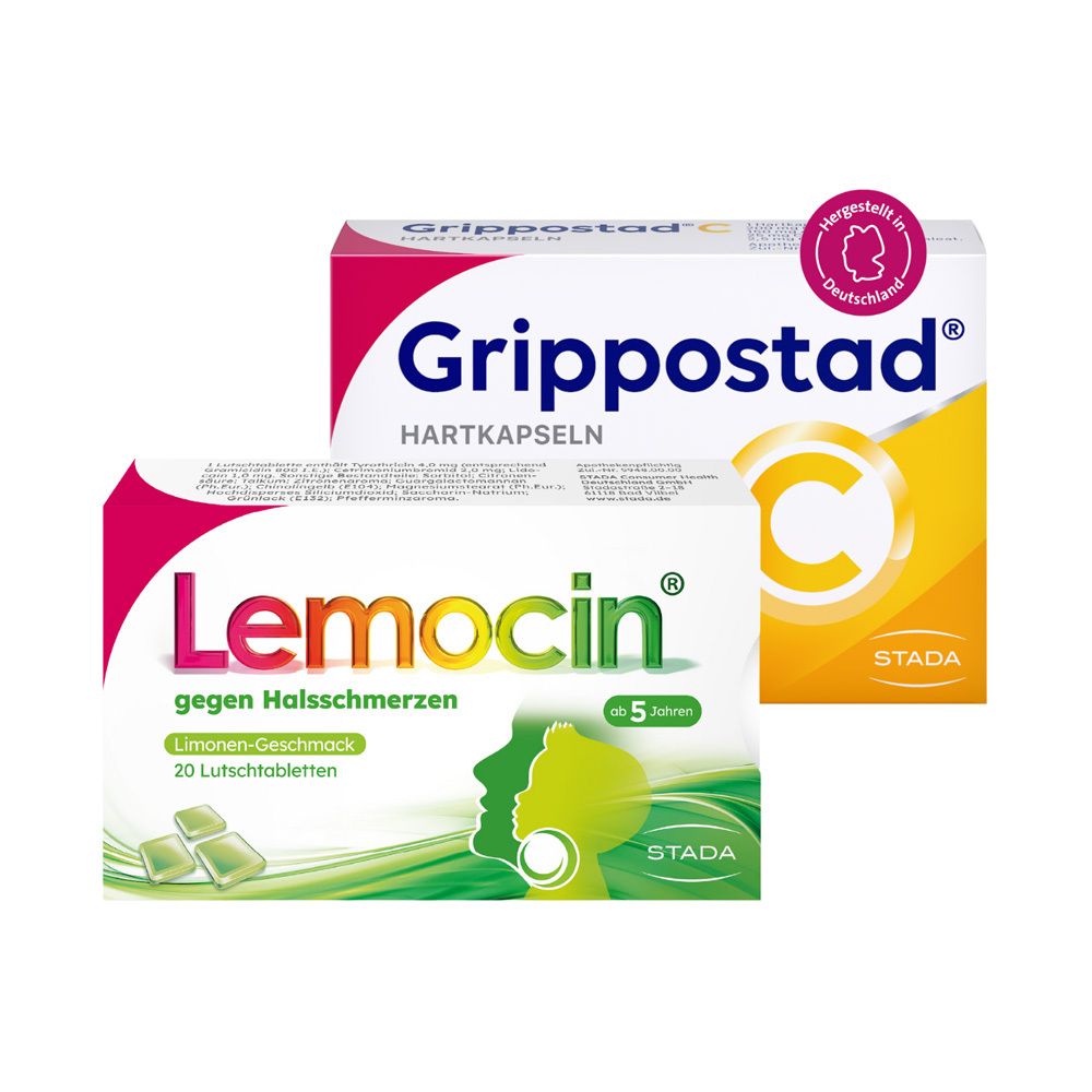 Grippostad C Hartkapseln + Lemocin gegen Halsschmerzen 1 St Set