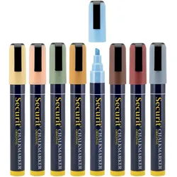 Securit® 8er-Set Flüssigkreidemarker - Erdtöne - Keilspitze 2-6mm