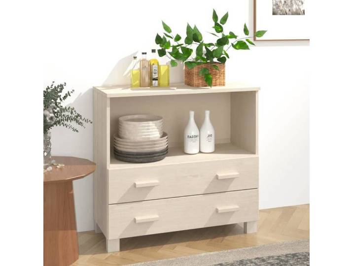 Buffet-Meuble de rangement HAMAR Marron miel 85x35x80 cm Bois massif de pin 351502