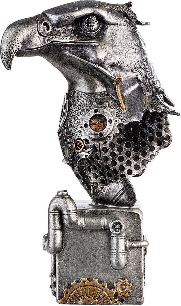 Urban punk buizerd sculptuur - Metal design art vogel decoratie - Hoogte: 27 cm - Polyresin
