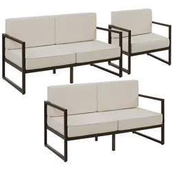 tectake Garten-Loungeset Comosa für 5 Personen, XXL-Polsterung  Braun/Beige