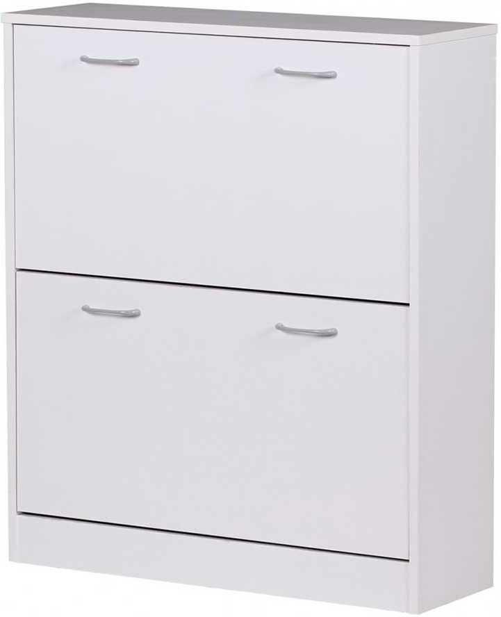 Pharao24.de Weißer Schuhklappenschrank mit zwei Schuhwalzen 87 cm hoch