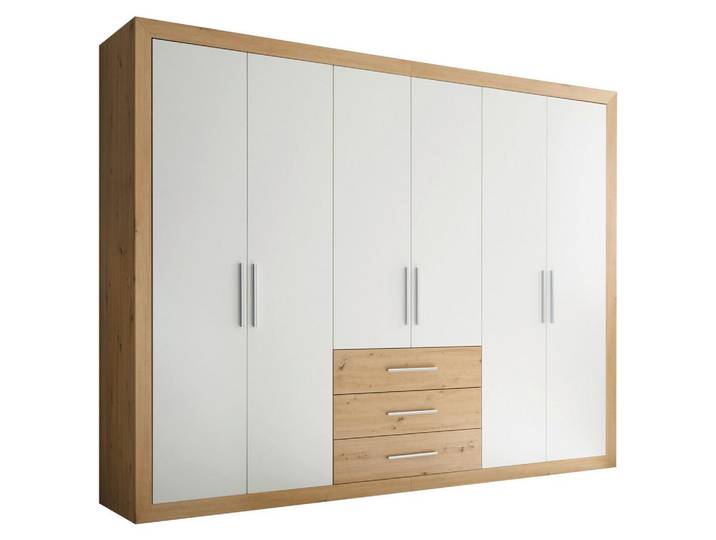 Drehtürenschrank+ Schubladen B 289cm Fernando, Eichef./Weiß