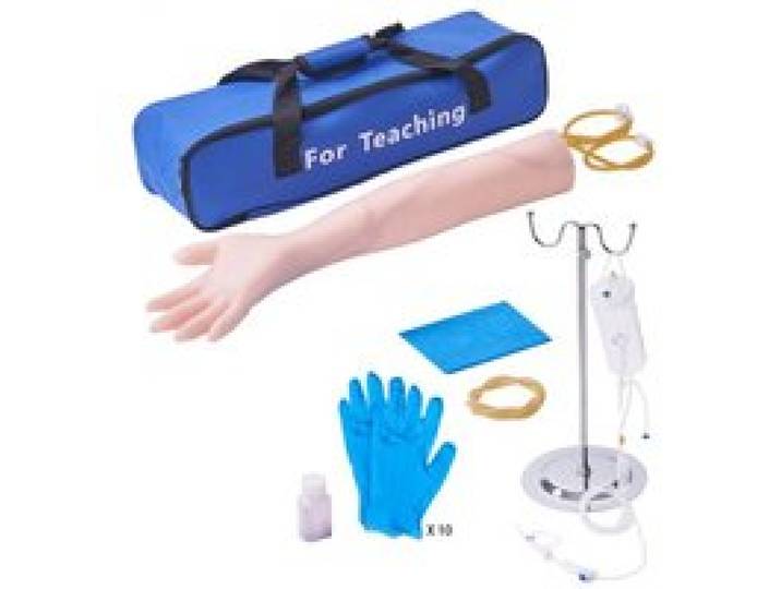 VEVOR Bras d'Entraînement pour Perfusion Intraveineuse en PVC, Bras de Formation Haute Simulation avec Sac de Transport, Bras de Pratique de Ponction Veineuse pour Étudiants et Infirmières Écoles
