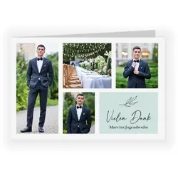 Dankeskarte Jugendweihe: Bildermosaik mit Fotos in Weiß