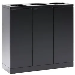 Mülltrennsystem Bica 868 Sortieranlage schwarz 3 x 65 L große Einwurföffnungen, pulverbeschichteter Stahl, robust