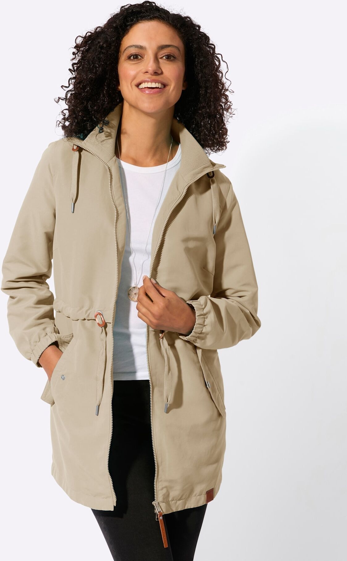 Parka CASUAL LOOKS, Damen, Gr. 40, beige, 100% Polyester, unifarben, Jacken Parka beige 40