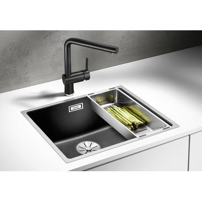 Granitspüle BLANCO "SUBLINE 500-IF SteelFrame", schwarz (weiß), B:54,3cm, Verbundwerkstoff, Küchenspülen
