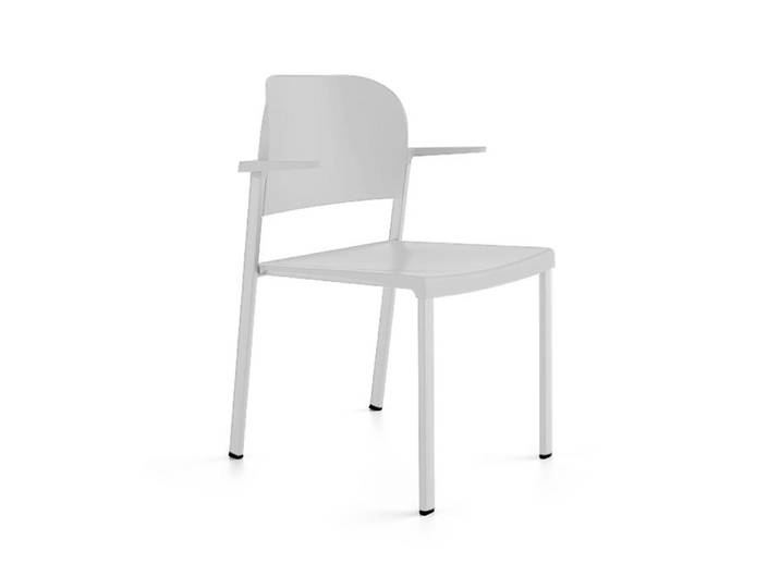 4-Fuss Stühle IBEBI Bio Grau mit Fixarmlehnen, Neu – Perfekt für Büro und Empfang