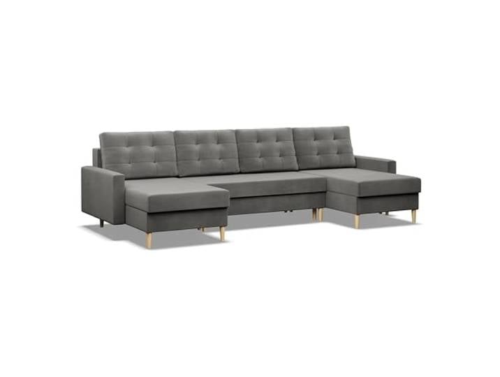 Mebligo - U-Förmige Ecksofa mit Schlaffunktion und Bettkasten BLANK, Bonell-Federn, Couch U Form 294x92x140 cm, Klappsofa mit Schlaffunktion, Wohnzimmer Eckcouch mit Bettfunktion - Ecksofa Hellgrau