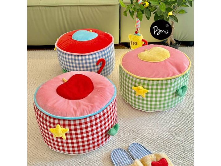 Pouf de salon style crème, tabouret à chaussures, futon tatami, mobilier en tissu créatif, pouf doux rose en forme de gâteau