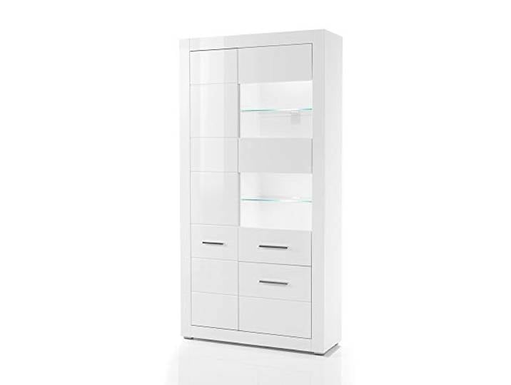 Standvitrine modern in weiß Hochglanz inkl. Beleuchtung B/H/T: 100/198/35cm
