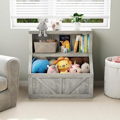 Yun Kids Bookshelf, Wooden Toy Storage Organizer with Cubby