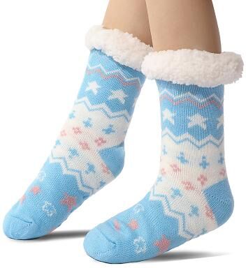 LightInthebox Ultra-Thick Cashmere Slipper Home Socks for Women, Non-Slip Fuzzy Home Socks with Grips, Warm Cozy Christmas Slipper Socks, Soft Inherentinct Winter Socks