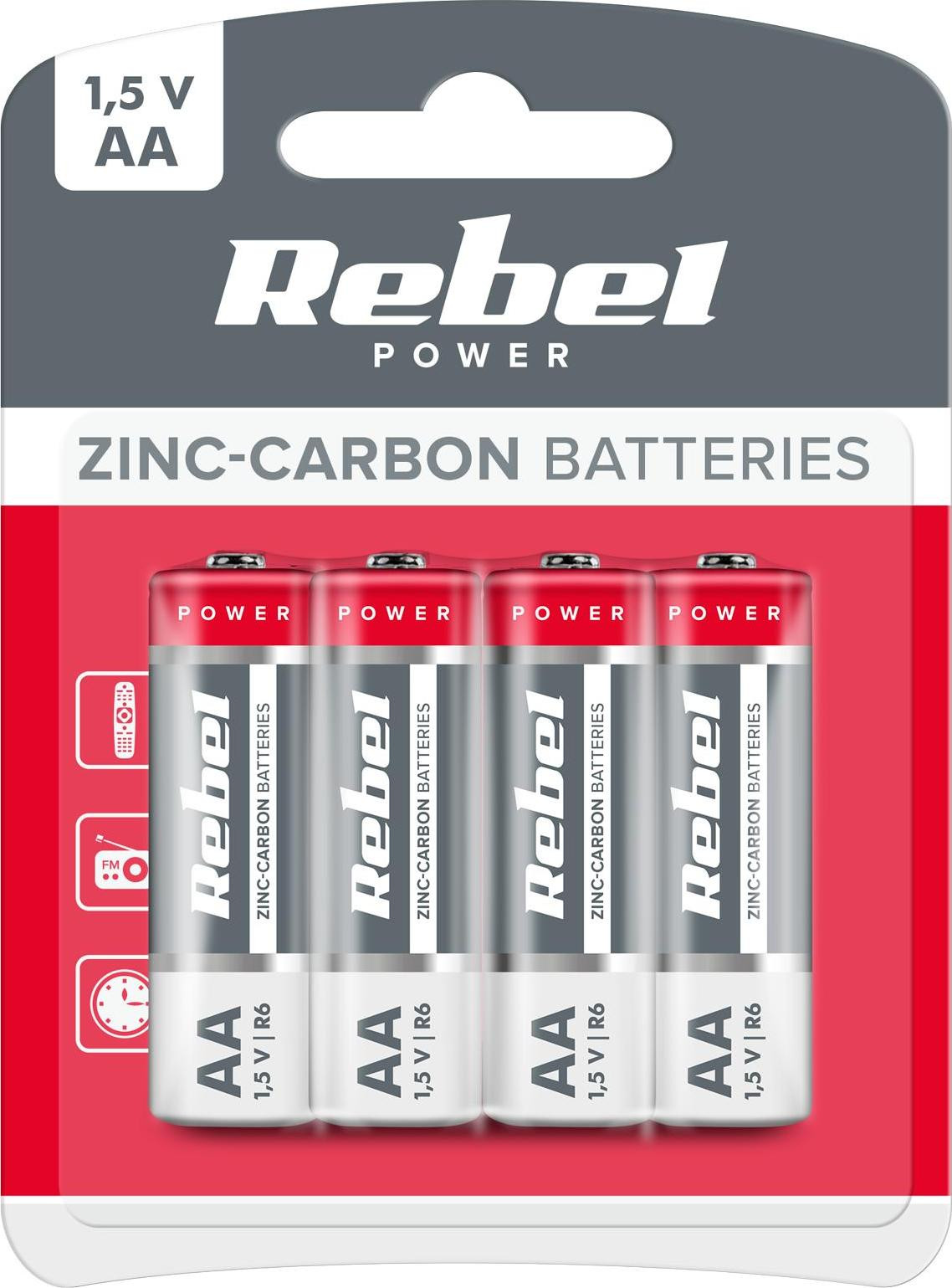 Rebel Greencell AA-batterijen, set van 4, zink-koolstof