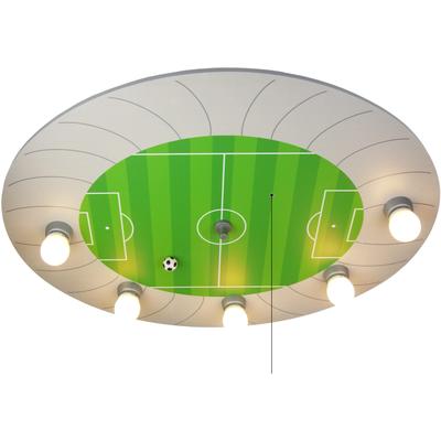 NIERMANN Deckenleuchte "Fußball-Stadion, Kinderlampe", bunt (grün, silberfarben), 5, H: 7cm, 1 Stk., Leuchten, Zugschalter mit Schlummerfunktion, Kinderzimmer, Kinderlampe