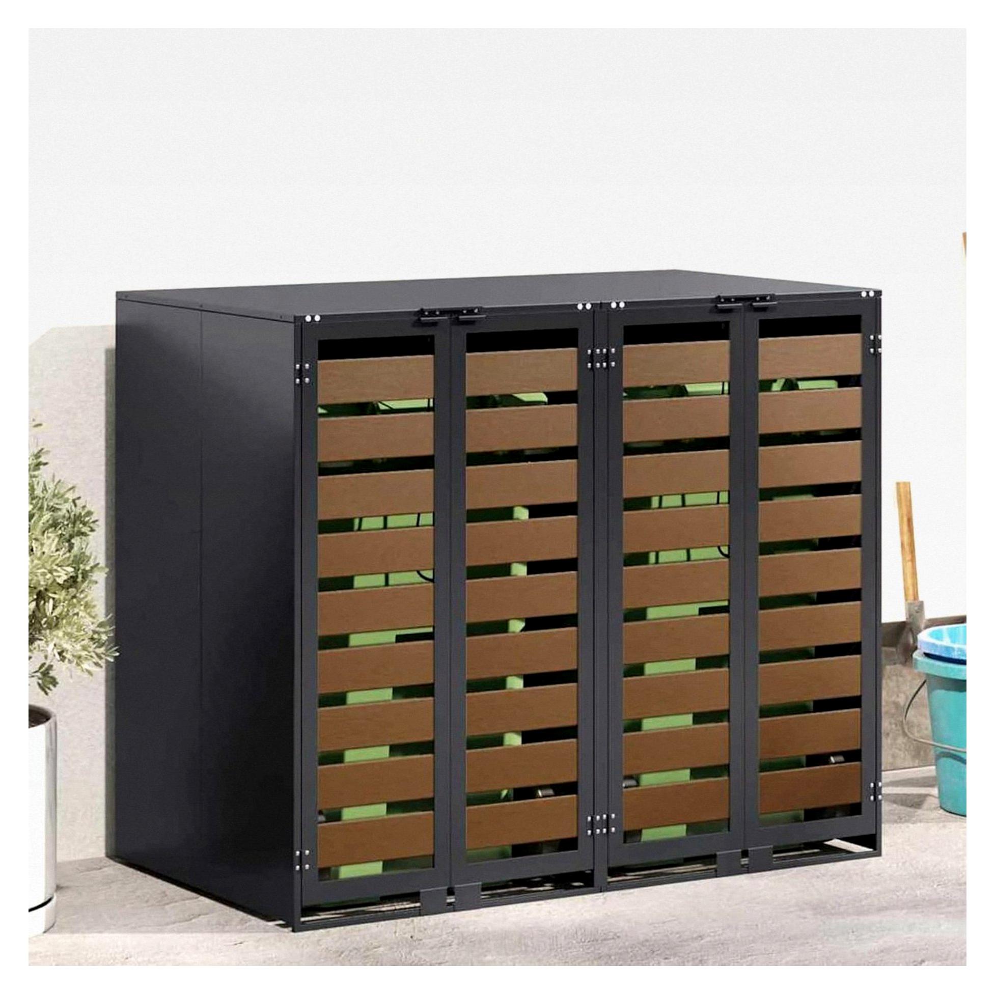 Müllbehälter für 2 Behälter 136 x 77,5 x 115,5 cm aus Stahl, Mülltonnenbox für Garten, Reihenhaus und Gewerbeflächen