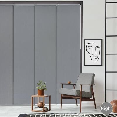 "GoDear Design Light Filtering Natural Woven Adjustable Sliding Panel Track, Vertical Blinds, Minimalist, 45.8""- 86"" W x 96"" L"