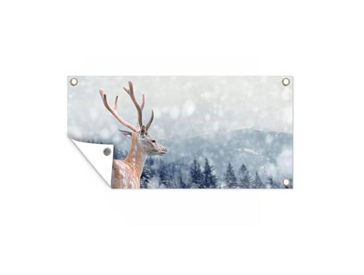 Tuinposter - 160x80 cm - Winter - Hert - Dieren