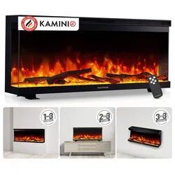 KAMINIO KAMINIO Elektrokamin LEA - Elektrischer 3-in-1 Kamin mit Panoramaview - 36 Zoll