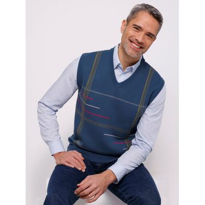 Pullunder CLASSIC "Pullunder", Herren, Gr. 60, blau (dunkelblau, gemustert), 100% Polyacryl, gemustert, mehrfarbig, Pullover Pullunder