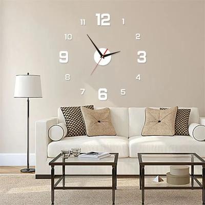 Inspired Finds Luminous Digital Wall Clock Silent DIY 3D Stereo Design For Living Room & Bedroom Decor silver 40cm