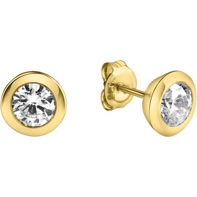 Paar Ohrstecker FIRETTI "Schmuck Geschenk, Ohrringe Solitär, Silber 925", gold (gelbgoldfarben, kristallweiß, kristallweiß), Ohrringe, Damen, 8,5mm, Silber 925 (Sterlingsilber), mit Zirkonia (synth.)