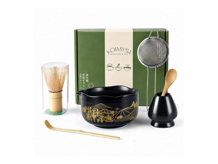 LuxusKollektion Schneebesen Matcha Set Berg Fuji 5-tlg Keramik schwarz
