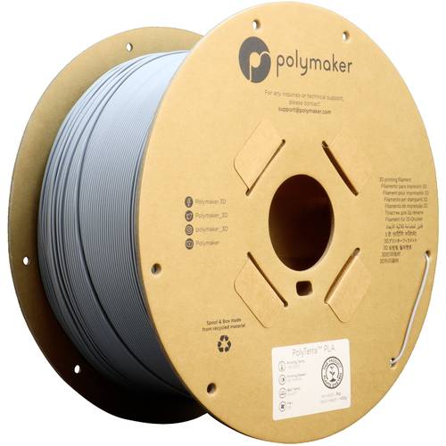 Polymaker PA04009 Regular Filament PLA geringerer Kunststoffgehalt, Matt 1.75mm 3000g Fossil Grey PolyTerra 1St.