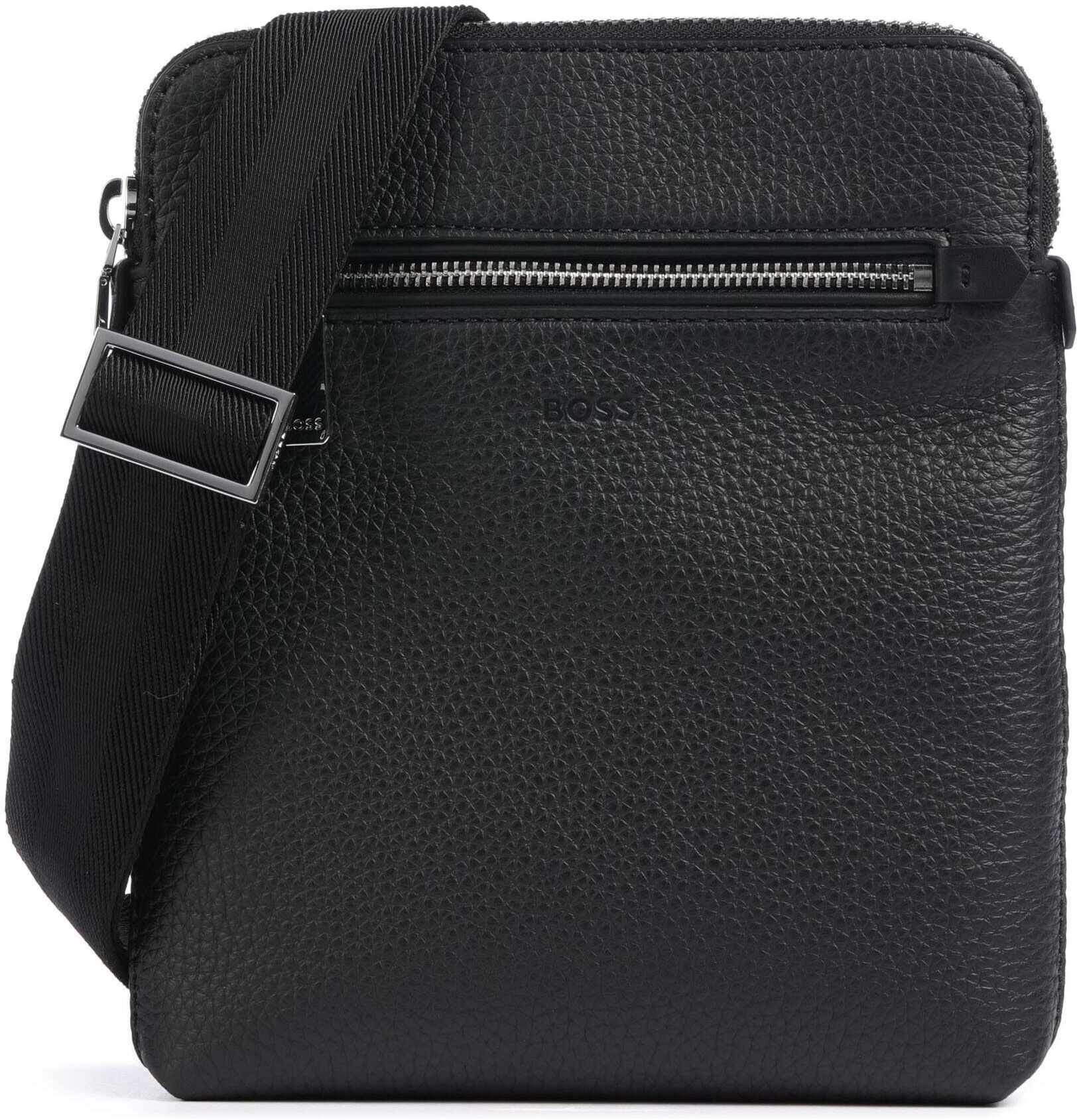 Boss Crosstown Umhängetasche aus Leder, schwarz