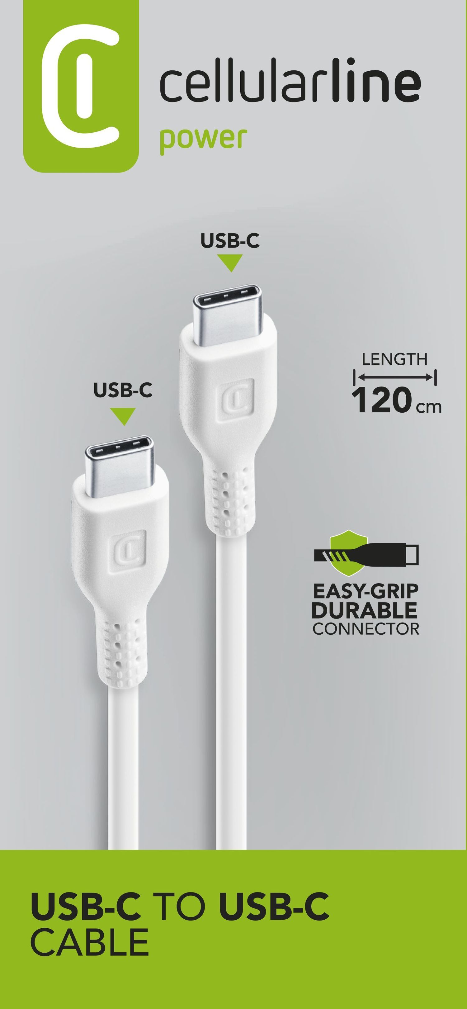 Cellular Line Power Cable USB C auf bis 60 W 1,2 m (Weiß) USBDATACUSBC-CW
