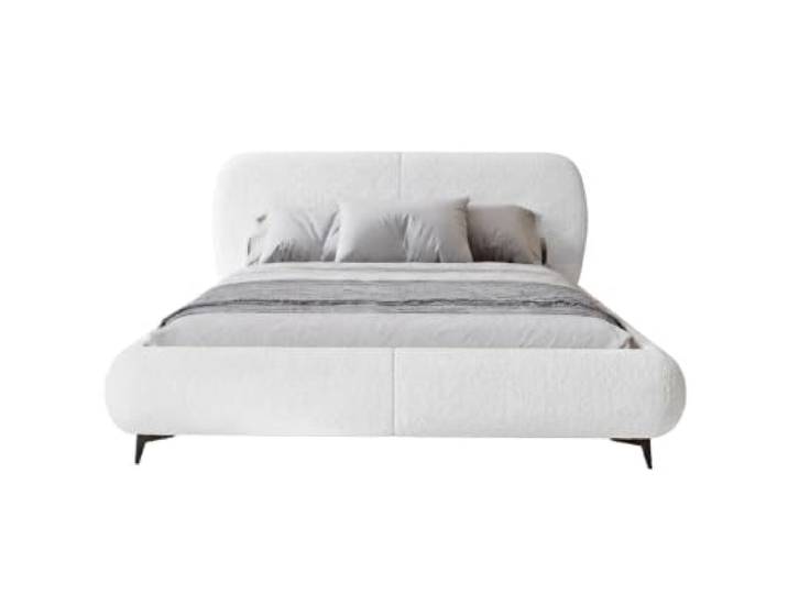 Chilly. Möbel Design Bett Kyoto - Polsterbett im Japandi-Stil mit Bettkasten und Kopfteil - 140x200 cm - Metallrahmen - Bouclé Weiß