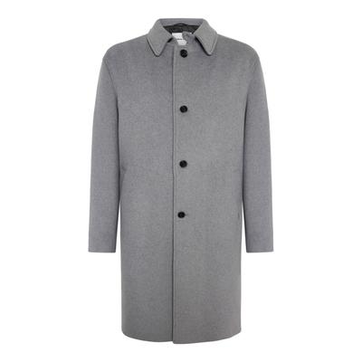 Wintermantel PIERRE CARDIN "Pierre Cardin Mantel", Herren, Gr. 48, grau (sharkgray), Obermaterial: 70% Polyester PES. 30% Wolle WO., uni, regular fit, Mäntel Wintermantel, mit Knopfleiste