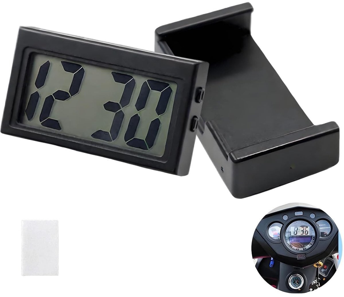 Digitale auto dashboard klok met groot LCD-display - Zwart