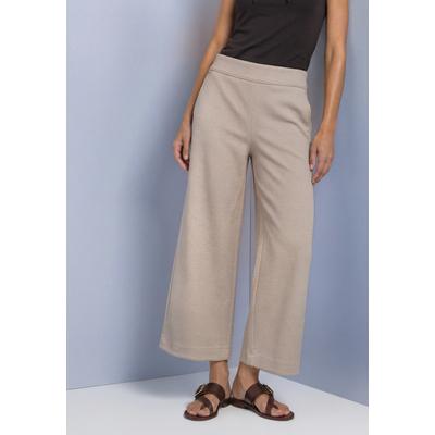 Culotte STREET ONE, Damen, Gr. 44, Länge 26, beige (saddle braun), Jersey, Obermaterial: 82% Polyester, 11% Viskose, 7% Elasthan, Jacquardmuster, ausgestellt lang, Hosen Culotte, Stoffhose aus Jersey mit Jacquard Dessin