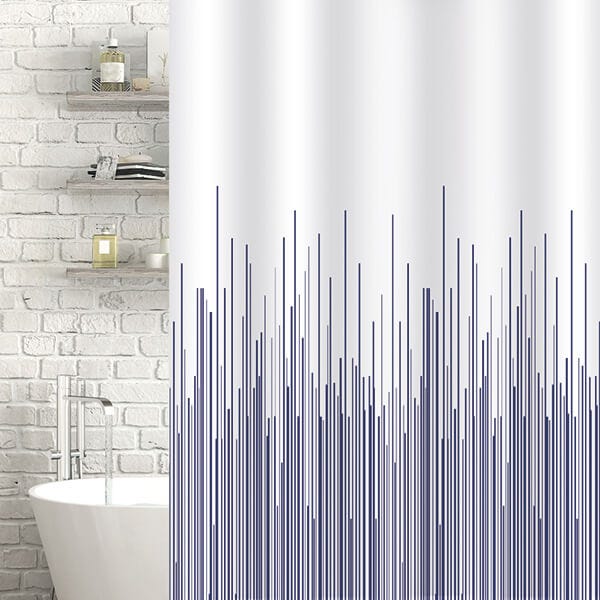 Showerdrape City Stripe Navy Shower Curtain