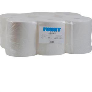 Funny Handtuchrollen AG-072-2, 2-lagig, weiß, 21cm x 130m, 6 Rollen